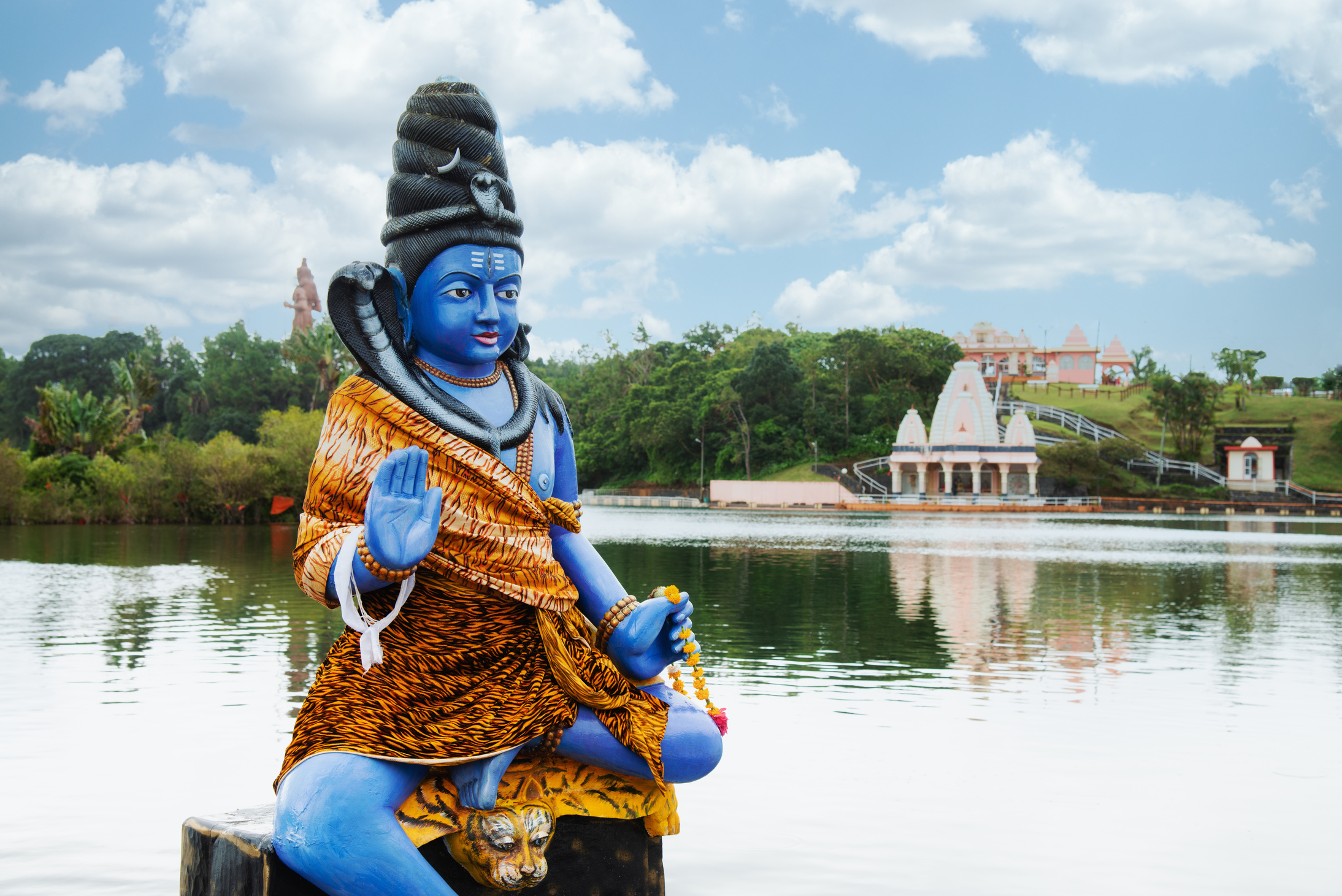 Blue Shiva Statue Grand Bassin Lake Mauritius